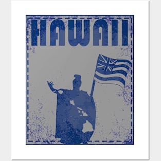 Hawaii United King Kamehameha (blue) by Hawaii Nei All Day Posters and Art